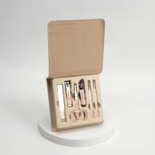 Manicure set, 6 items, in case, beige/peach color