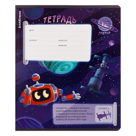 Notebook of 12 sheets in the Erichkrause "Russian Cosmos", cover coated cardboard, mix-9