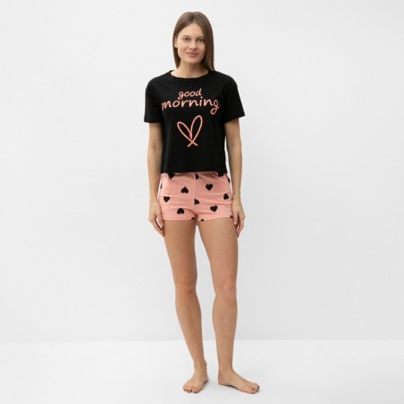 Female homemade set (T -shirt/shorts), color peach, size 46-1