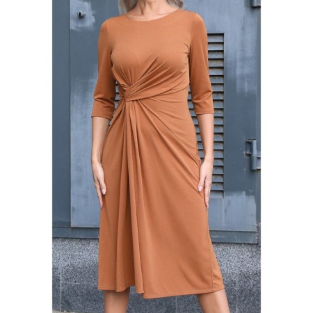 Female dress, size 48, mustard color-11