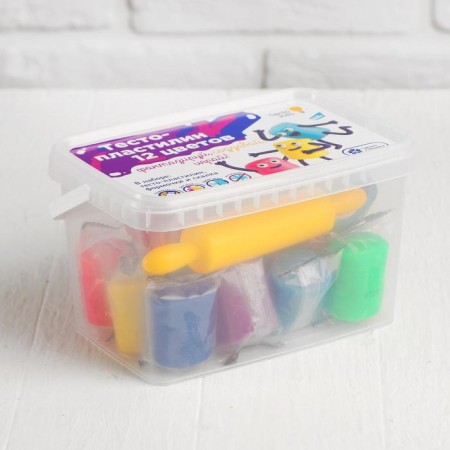 Dough-plastilin, 12 colors, 6 molds + rocking roller: 16 cm-3