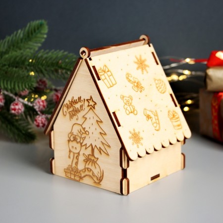 New Year's Domik box "Snake and Christmas tree" 12x10x14 cm-2