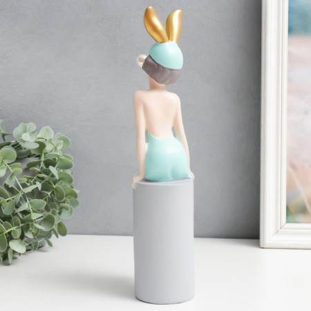 Souvenir Polystone "Girl ears Bunny, with a bubble on the column" Mix 29x7x10 cm-3