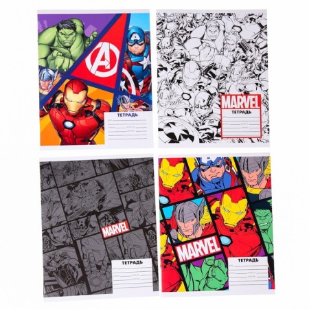 Notebook in a cage 24 sheets, 4 types of mix, cover covering cardboard, Avengers-2