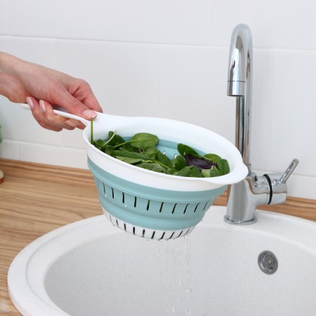 Folding colander with a flex handle, 1.3 l, 35.5 × 19 × 10.7 cm, sea wave color-2