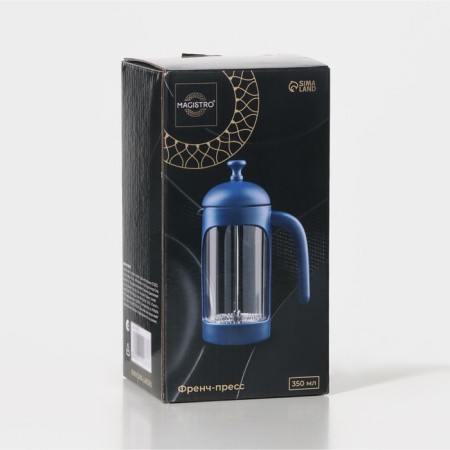 Teapot Hot French - Magistro press "Helsinki", 350 ml, glass, dark blue color-6