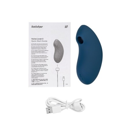 Vacuum-wave contactless stimulator of the Satiffyer Vulva Lover 2 clitoris, silicone, blue color-10