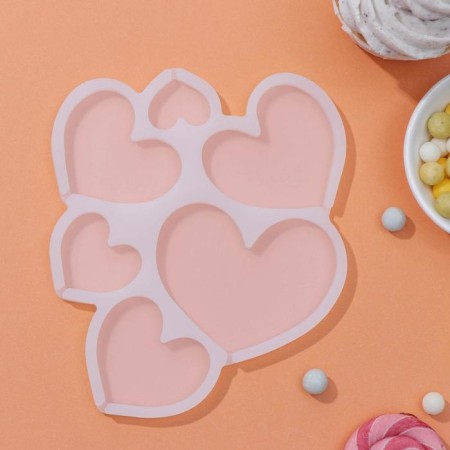 Form for the candy "hearts", silicone, 16 × 14 × 0.7 cm, 6 cells, white color
