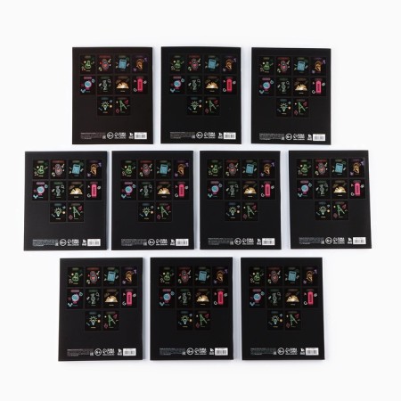 A set of notebooks of 48 sheets, 10 objects, internal block No. 1 MIX “September 1: Neon” Soft touch lamp, 3D varnish-1