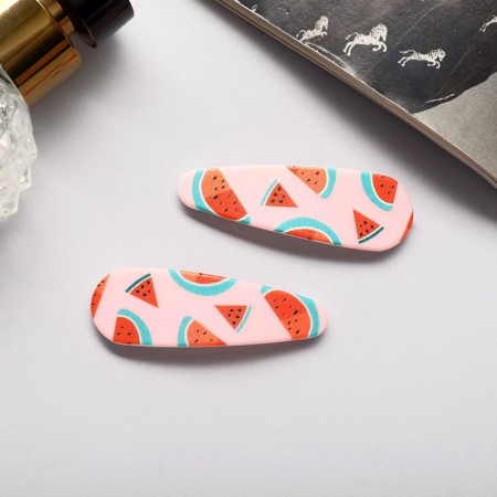 Invisibility for hair "Spark" (set 2 pcs) watermelon, 5 cm-1