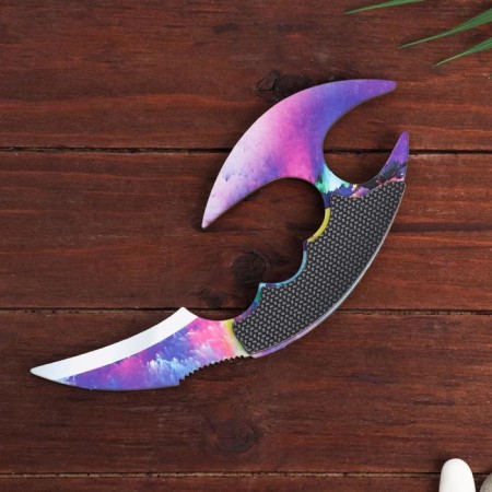 Wooden souvenir "Kerambit knife with fingers protection", color cosmic clouds-1