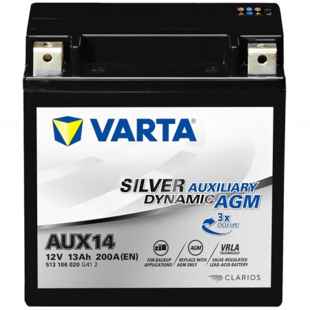 VARTA 13 ACh Silver Dyuxiliary AGM 513 106 020 (AUX14), reverse polarity