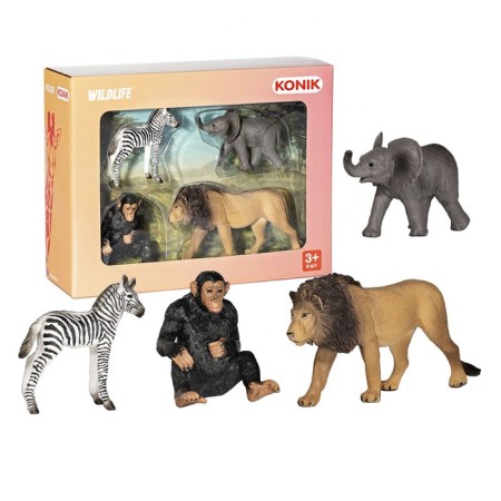 A set of wild animals Konik: lion, chimpanzees, elephant, zebra-1