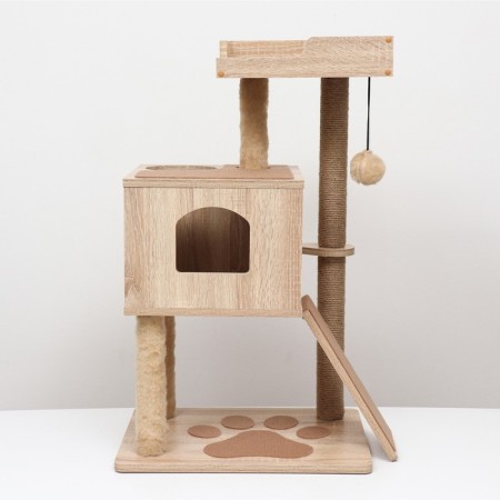 Complex for cats with a claw, with a house, 58 x 54 x 87cm, chipboard, sonoma color-1