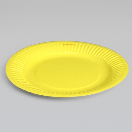 Disposable plate "yellow" laminated, cardboard, 18 cm