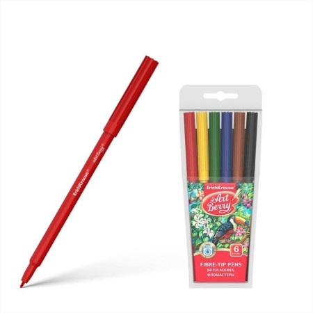 Flomasters 6 colors, Erichkrause ArtBerry, Knot, 1-2 mm, mix-1