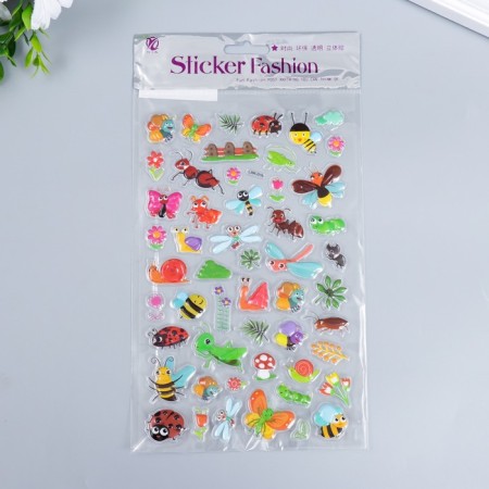 Plastic sticker volumetric "animals, insects and crop" MIX 14.5x25 cm-3