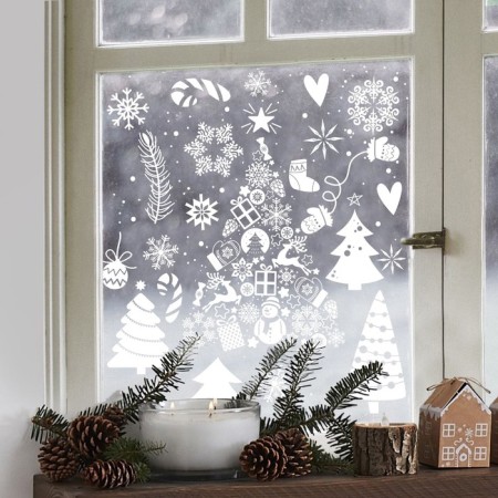 Vinyl stickers on the windows "Winter Beauty", reusable, 70 x 25 cm, New Year-1