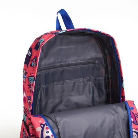 School backpack of textiles on lightning, 3 pockets, pink color-3