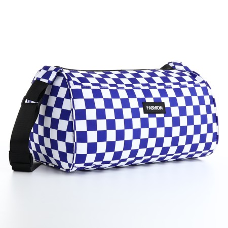 Sports bag with lightning, long belt, white/blue color