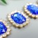 Decor for creativity Metal "Environmental medallion" bright blue crystal rhinestones 2x1.5 cm