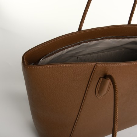 Bag Women's Shoper with zipper, brown color-4