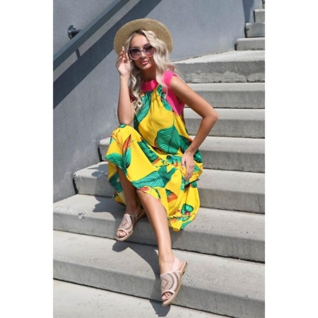 Women's dress, size 46, yellow color-6