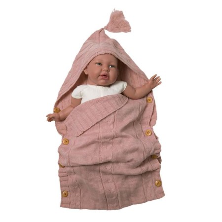 Knitted envelope, size 72x36 cm, pink color