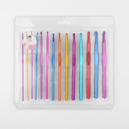 Knitting hook set, D = 2-10 mm, 14.5 cm, 14 pcs, colorful color-5