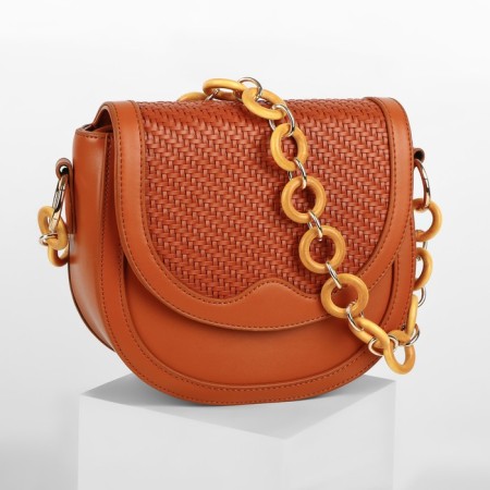 A chain for a bag, with carbines, wooden, d = 2.5/3 cm, 60 cm, brown/gold color-3