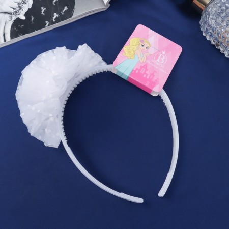 Hair cap "Schoolgirl" cloud peas, d 10 cm, white-3