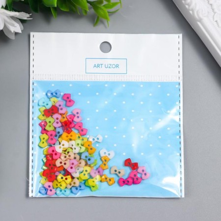 Buttons plastic for creativity 2 punctures "Color Bows" micro set 80 pcs 0.6x0.9 cm-2