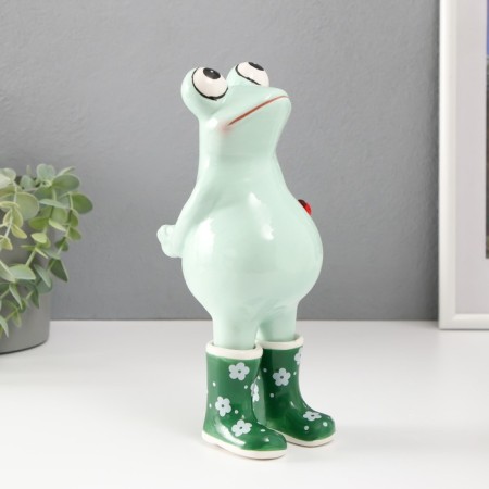 Souvenir Ceramics "Frog in rubber boots, with God's cow" 11.2x8.2x22.2 cm-3