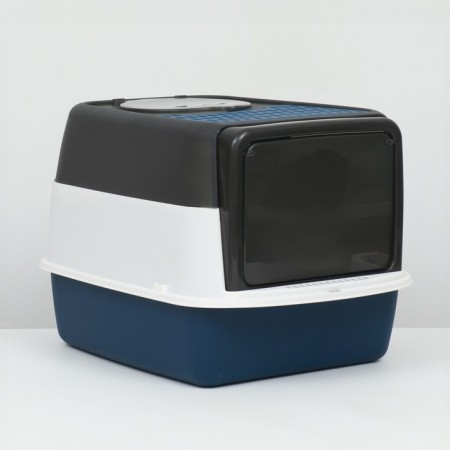 Closed transparent toilet 51 x 34 x 37 cm, blue+scoop-1