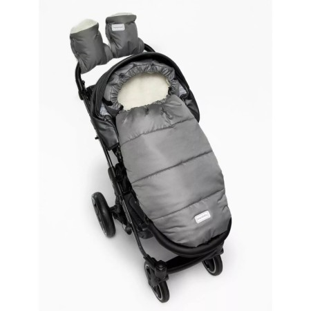 Winter fur envelope for a boy, height 105 cm, color gray color-1