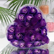 Soap roses, purple-white, set 24 pcs.