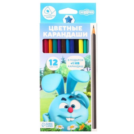 Colored pencils, 12 colors, trihedral, Smeshariki-6