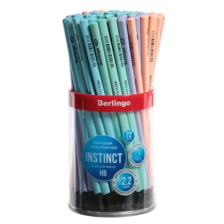 Black -granographic pencil Berlingo "Instinct", HB, three -sided, black tree, sharpened-4