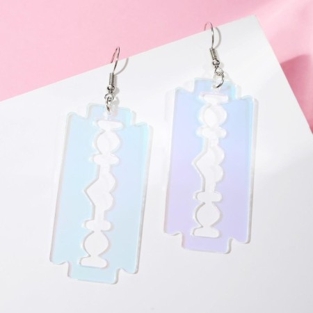 Acryl Earrings "Shine" blade, blue color-1