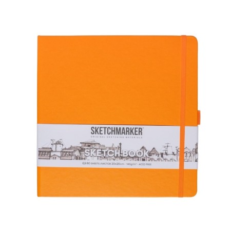 Sketchmarker sketchbook, 200 x 200 mm, 80 sheets, solid boumvinyl cover, orange, block 140 g/m2-1