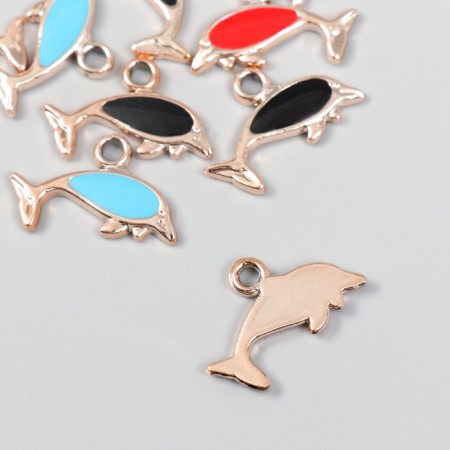 Decor for creativity plastic for metal "dolphin" gold mix set 10 pcs 2.7x0.3x1.6 cm-2