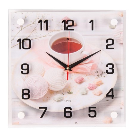 Watching clock, interior: kitchen, "tea party", 25 x 25 cm