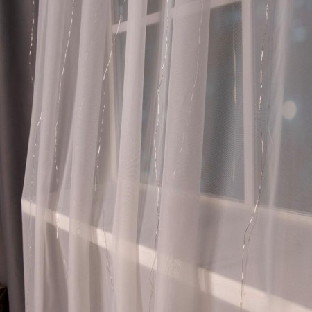 Garland "Curtain" 2 × 3 m Rosa, IP20, silver thread, 450 LED, glow white, 8 modes, 220 V-4