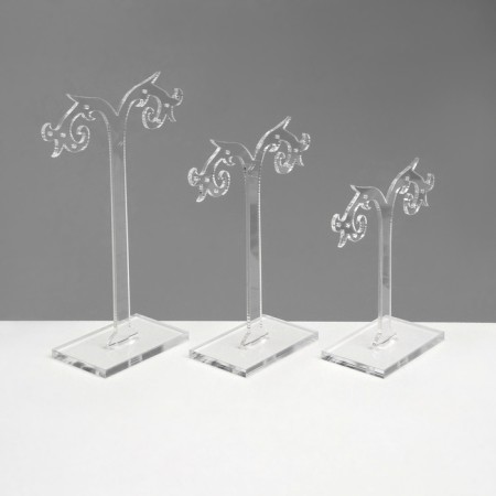 Starrings for earrings openwork, set of 3 pcs., H = 8.5, 10, 12 cm, the color is transparent-1