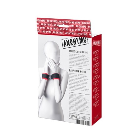 Anonymo handcuffs, velor, 24 cm, red color-11