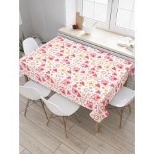 The tablecloth on the table 