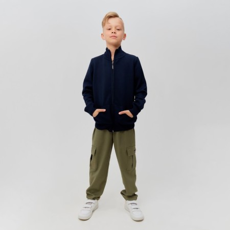 Cardigan for a boy with Minaku lightning is dark blue color, height 98-3