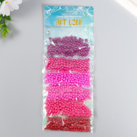 Round beads 6/0 "Pink sunset" 6 colors x 10 g 20x8 cm