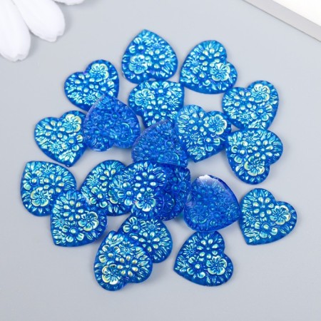 Decor for creativity Plastic "Heart" holography blue set 20 pcs 1.6x1.6 cm-2