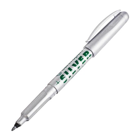 Permanent marker 2.5 mm centropen 2670, thin, line 1 mm, silver color-1